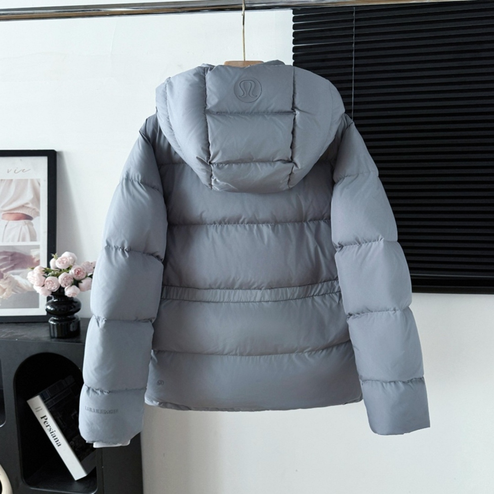 Lululemon Grey Short Hooded Puffer Down Jacket Winter Coat - Picture 4 of 12